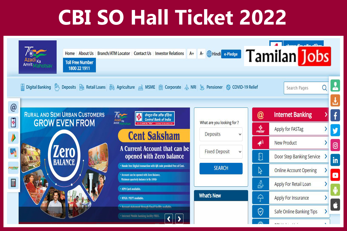 CBI SO Hall Ticket 2022
