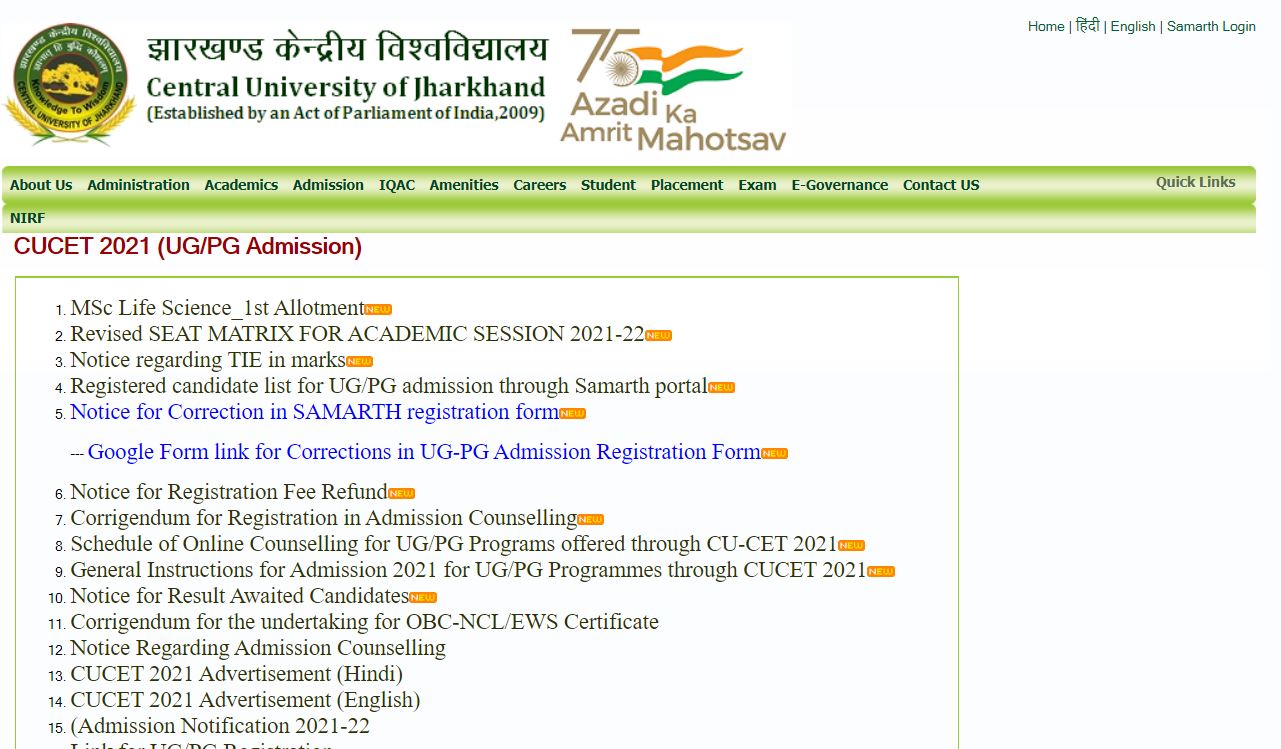 CUJ Merit List 2021