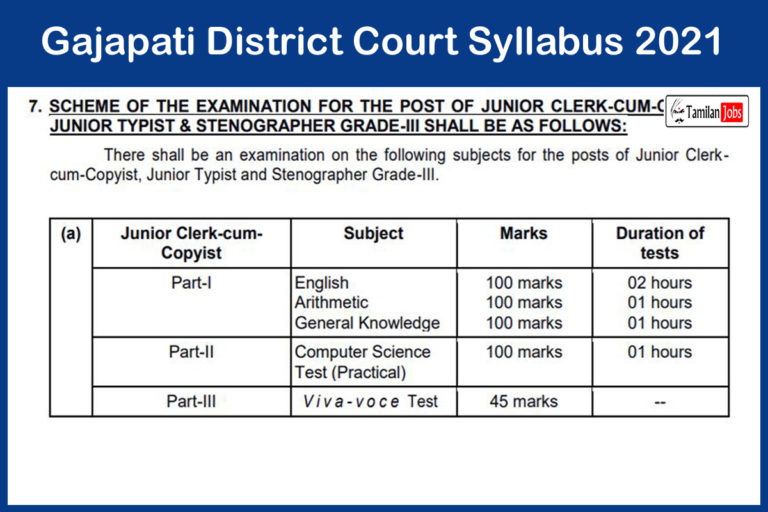 Gajapati District Court Syllabus 2021