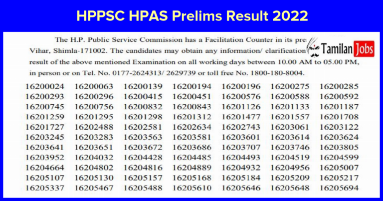 HPPSC HPAS Prelims Result 2022