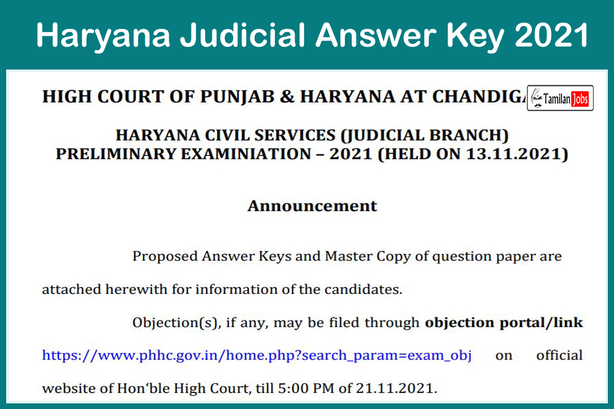 Haryana Judicial Answer Key 2021