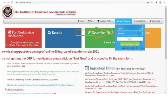 ICAI CA Admit Card December 2021