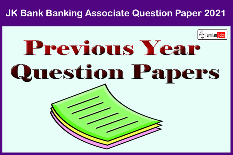 JK Bank Banking Associate Question Paper 2021