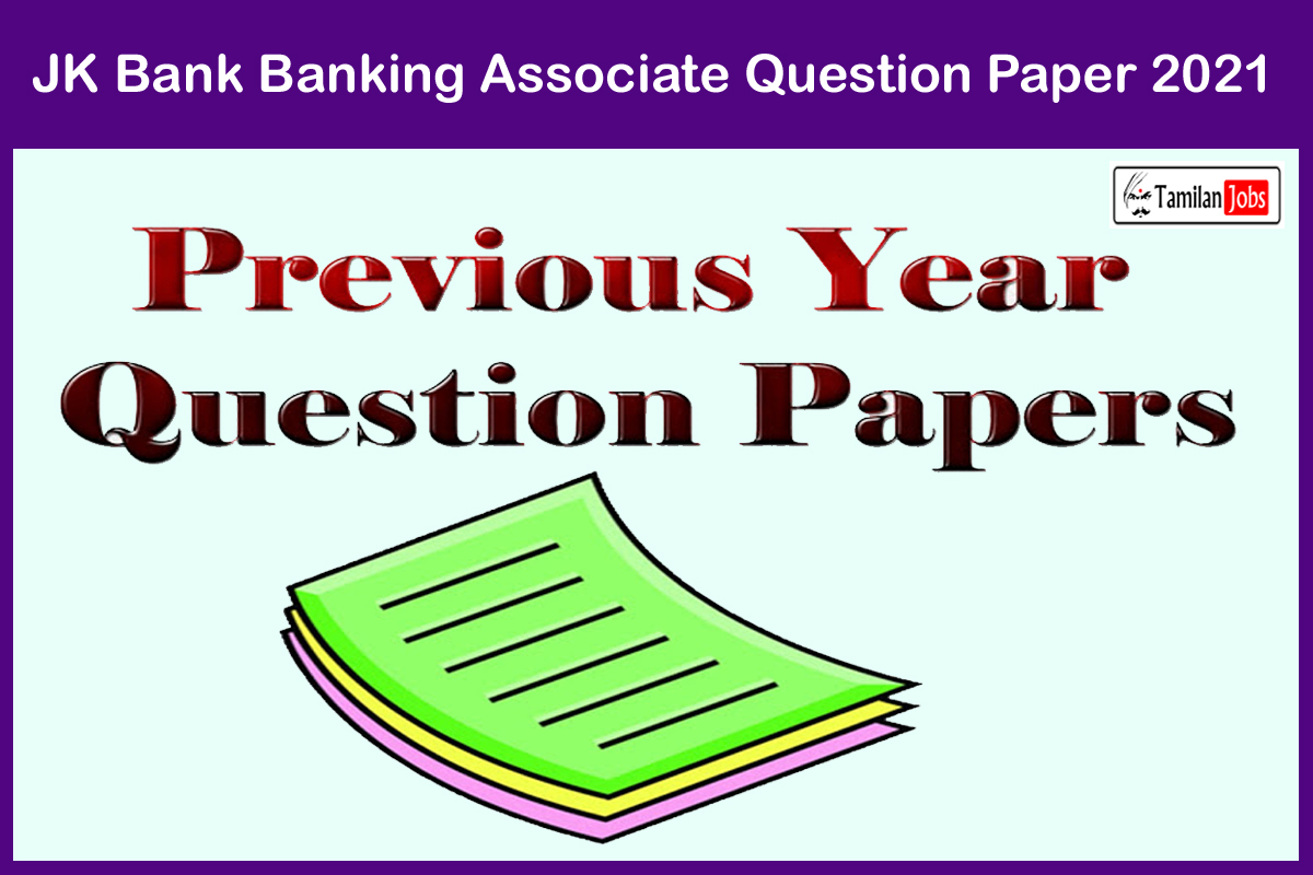 JK Bank Banking Associate Question Paper 2021