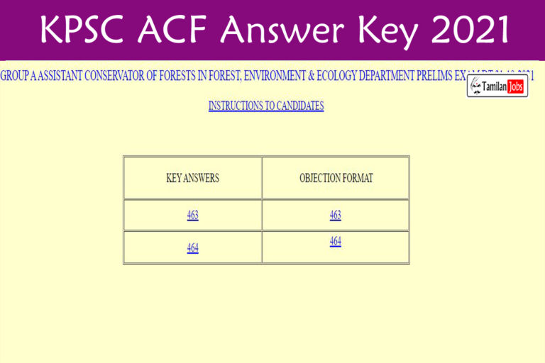 KPSC ACF Answer Key 2021