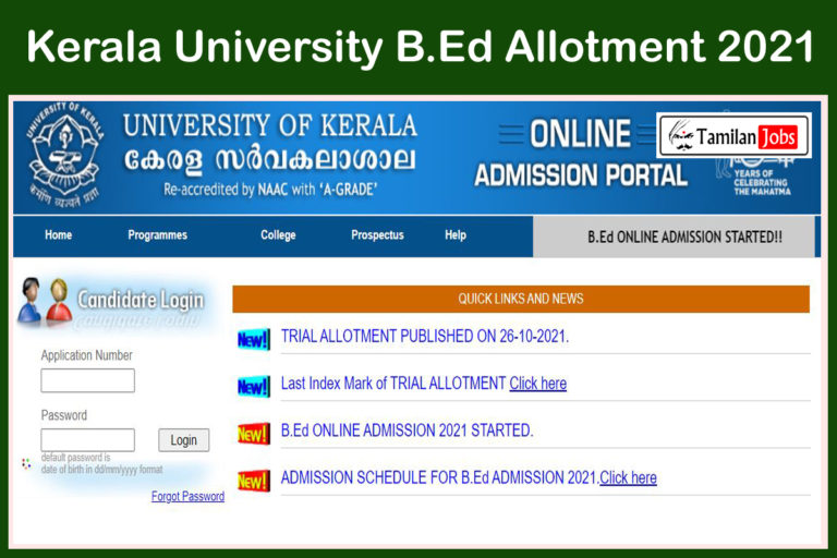 Kerala University B.Ed Allotment 2021