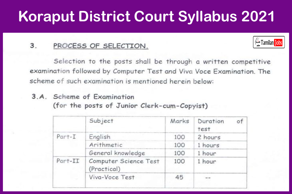 Koraput District Court Syllabus 2021