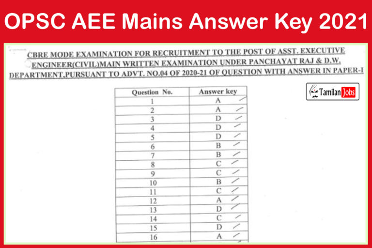 OPSC AEE Mains Answer Key 2021