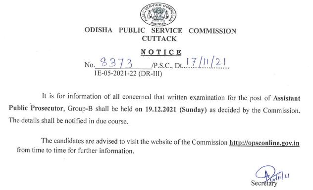 OPSC Assistant Public Prosecutor Exam Date 2021