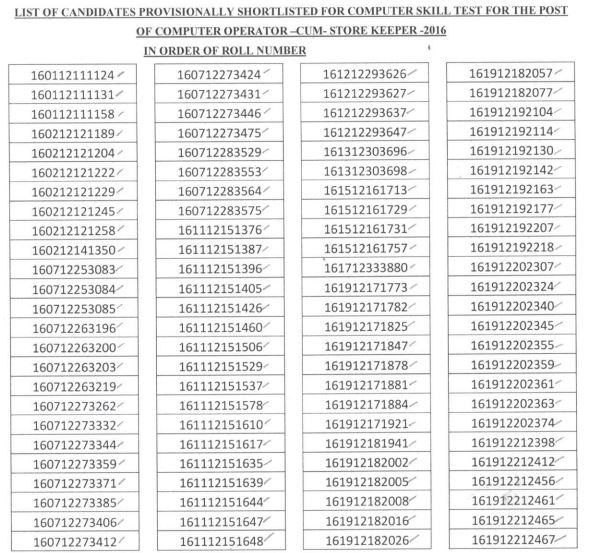 OSSC Computer Operator Result 2021