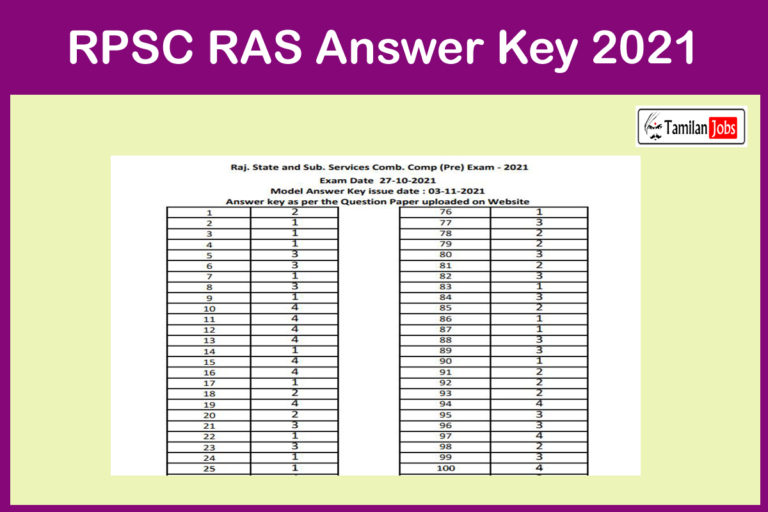 RPSC RAS Answer Key 2021 {Out} | Objection Details @ rpsc.rajasthan.gov.in
