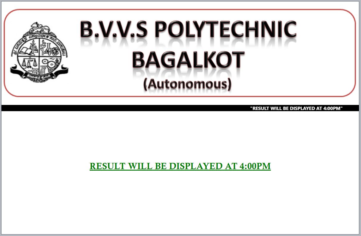 BVVS Polytechnic Result 2021