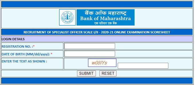 Bank of Maharashtra SO Result 2021