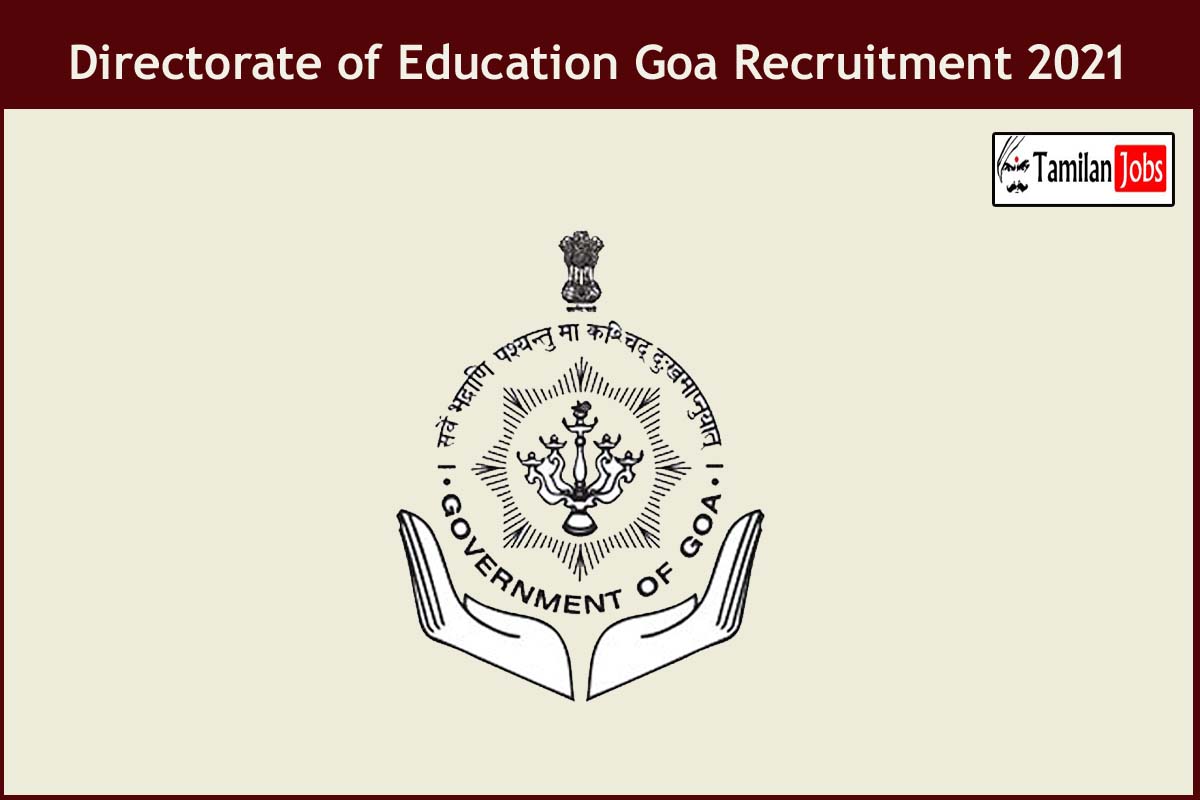 Directorate of Education Goa Recruitment 2021