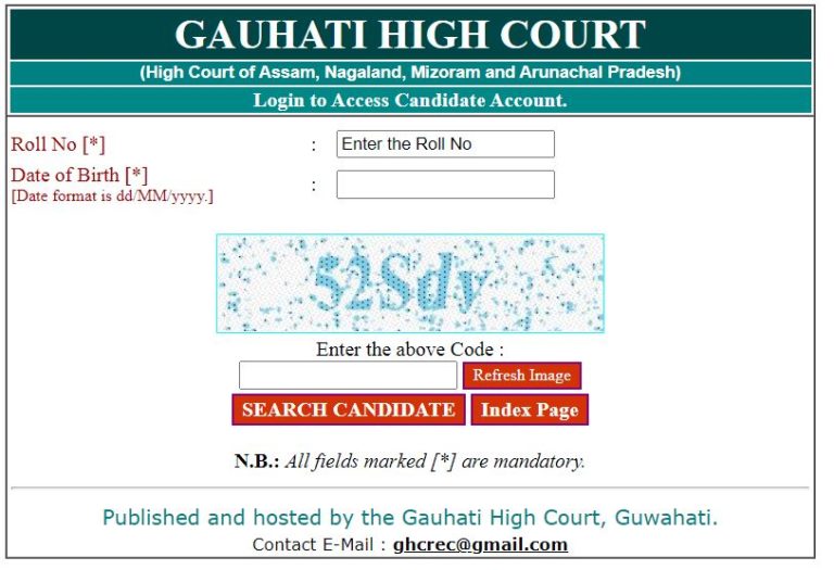 Gauhati High Court Admit Card 2021
