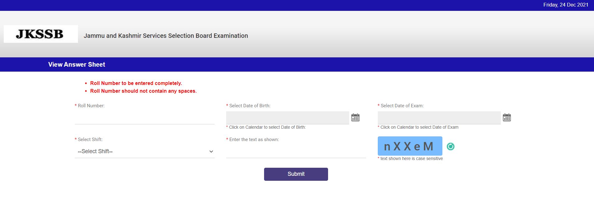 JKSSB Answer Key 2021