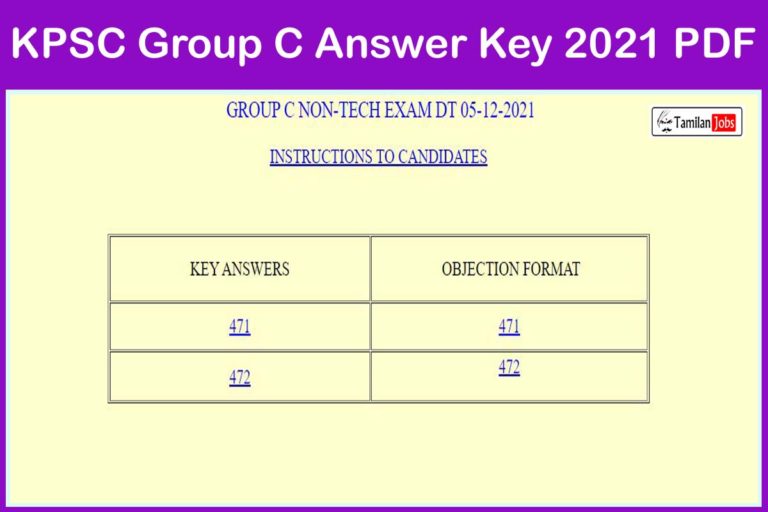KPSC Group C Answer Key 2021 PDF