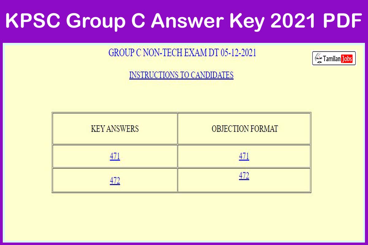 KPSC Group C Answer Key 2021 PDF