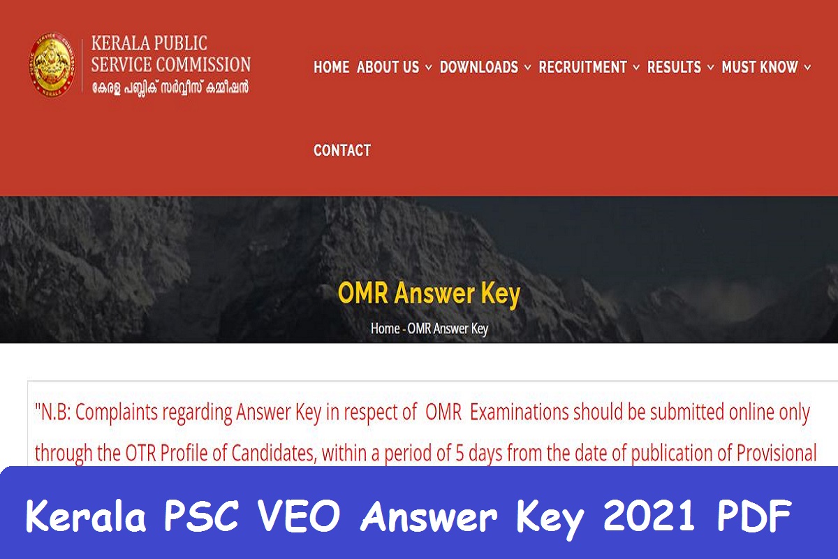 Kerala PSC VEO Answer Key 2021 PDF