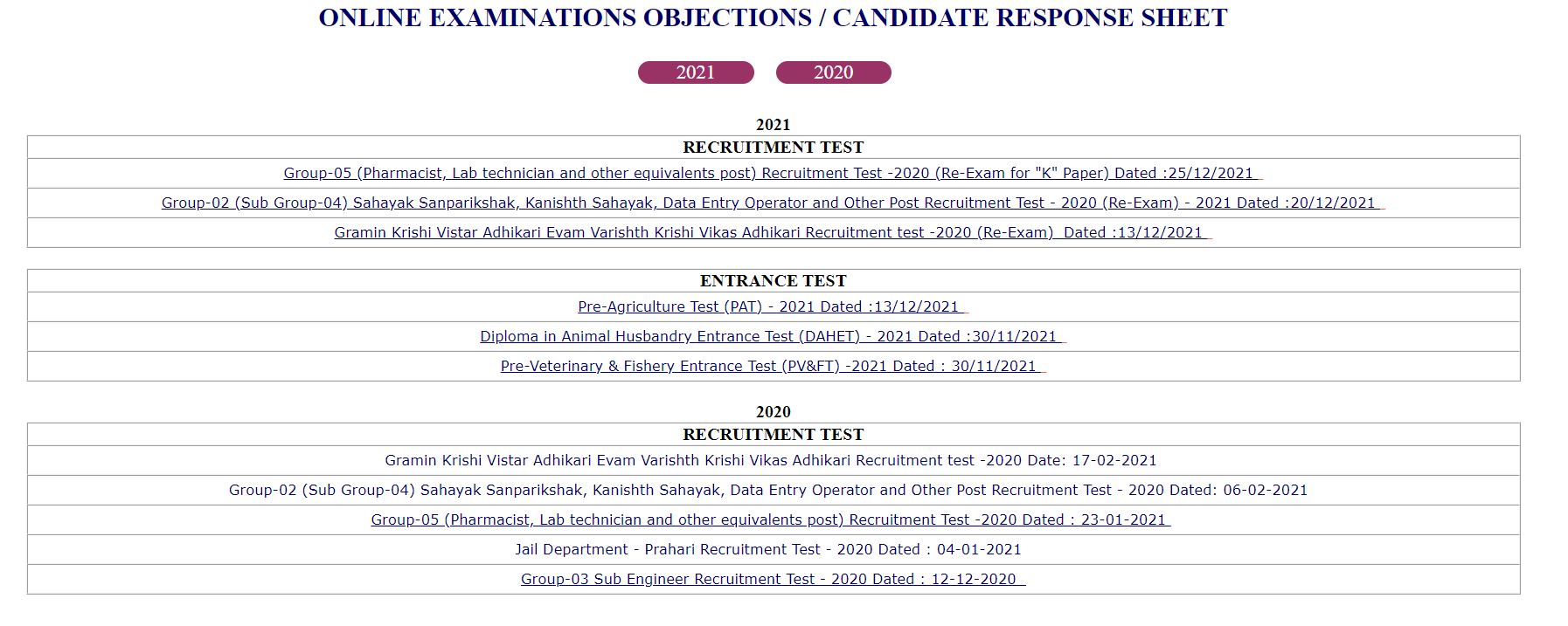 MP Vyapam Group 5 Answer Key 2021