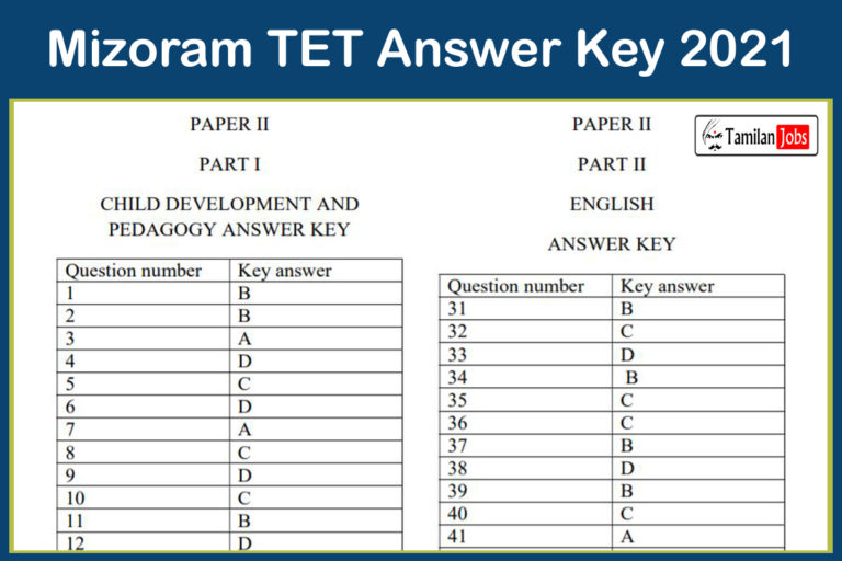 Mizoram TET Answer Key 2021