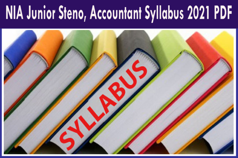 NIA Junior Steno Syllabus 2021 PDF