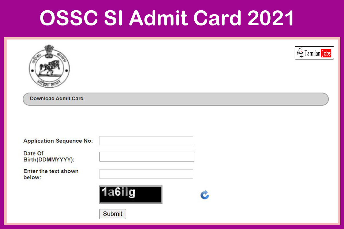 OSSC SI Admit Card 2021