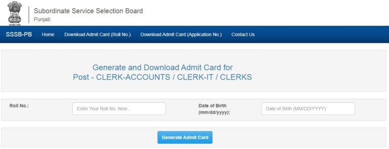 PSSSB Clerk Admit Card 2021