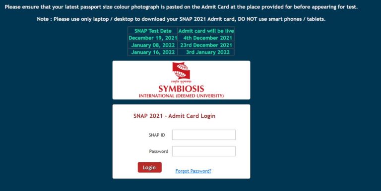 SNAP Hall Ticket 2022