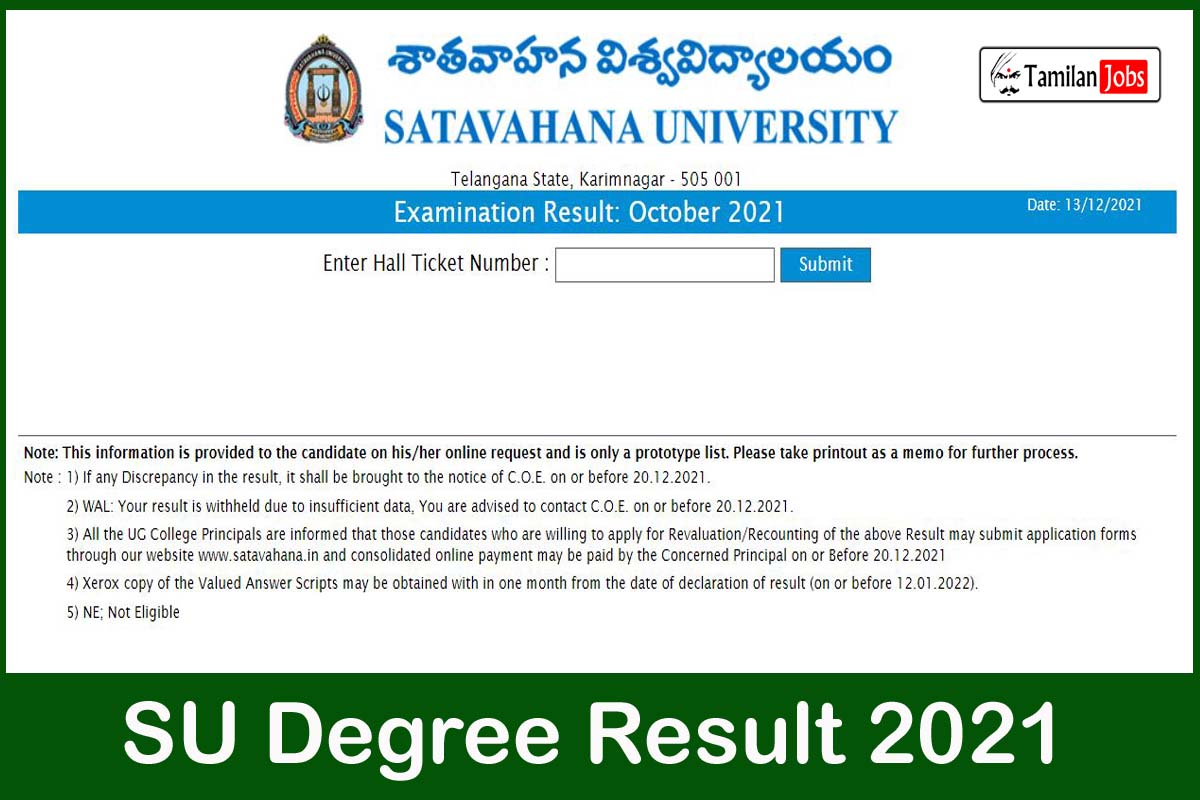 SU Degree Result 2021