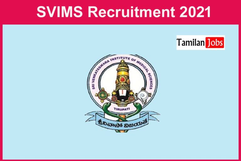 SVIMS Recruitment 2021