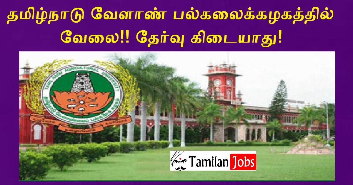 TNAU Recruitment 2024 - Tamilan Jobs TNAU Recruitment 2022