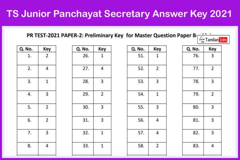 TS Junior Panchayat Secretary Answer Key 2021