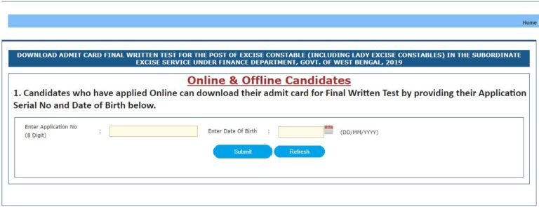 WB Police Excise Constable Admit Card 2021