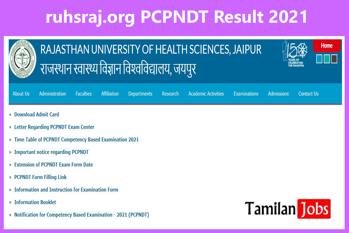 ruhsraj.org PCPNDT Result 2021