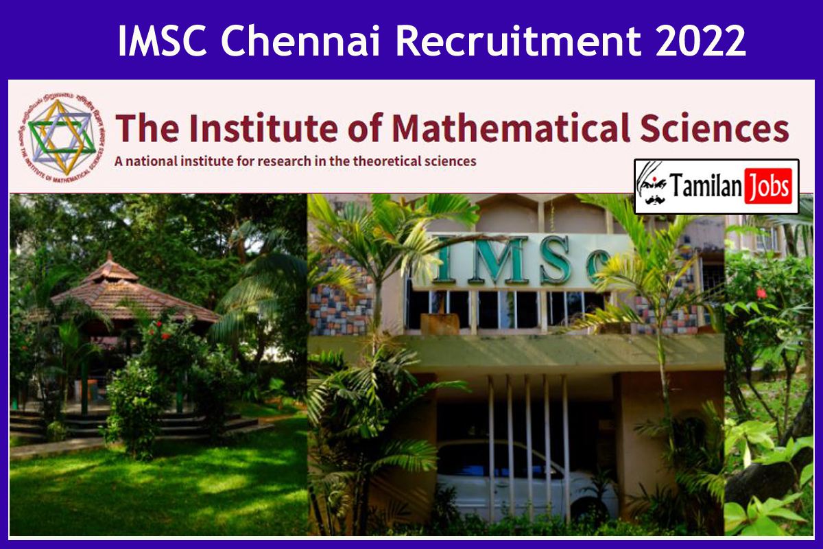 IMSC Chennai Recruitment 2022 - Tamilan Jobs IMSC Chennai Recruitment 2022