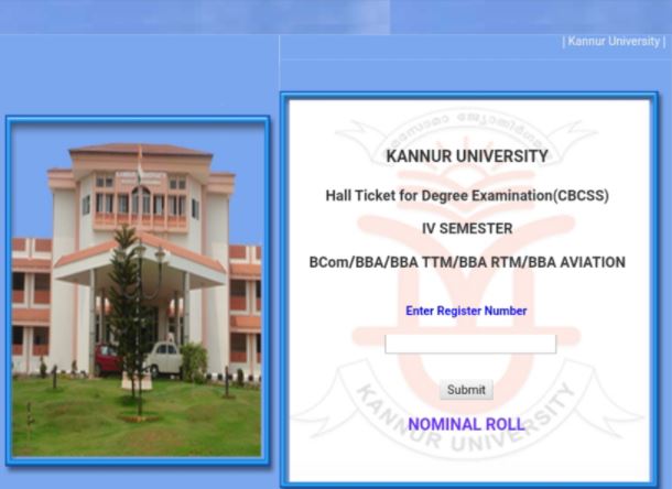 Kannur University Exam Hall Ticket 2022