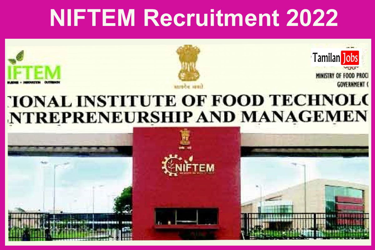 NIFTEM Recruitment 2022 - Tamilan Jobs NIFTEM Recruitment 2022