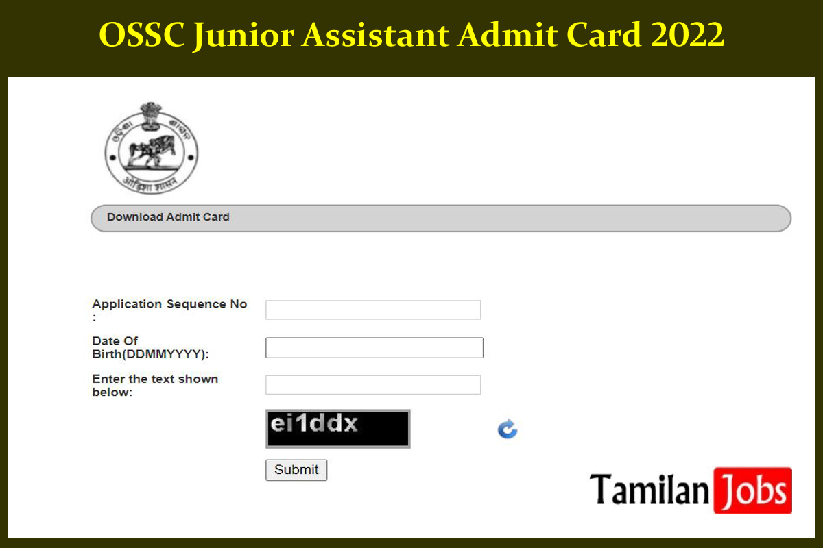 OSSC Junior Assistant Admit Card 2022