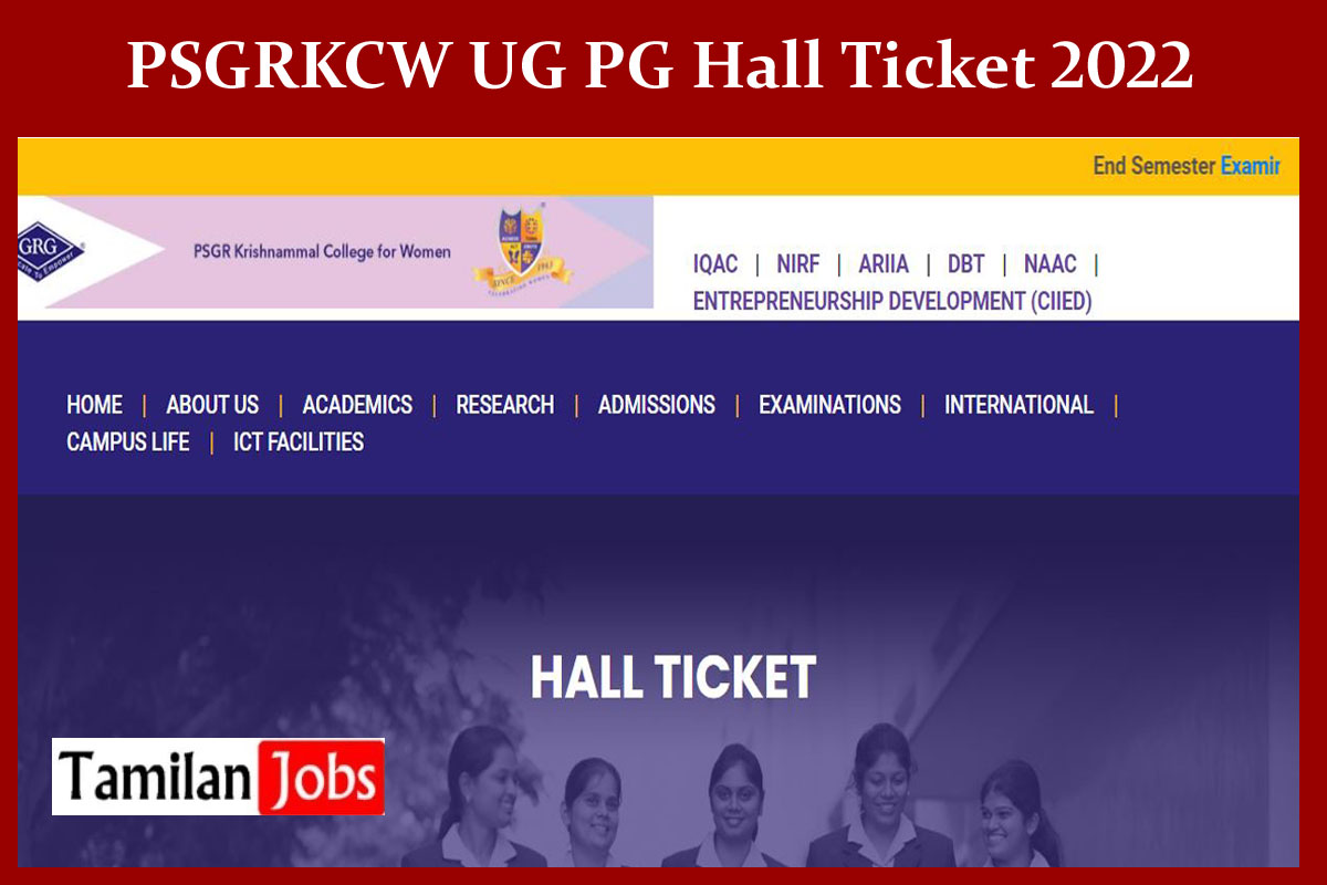 PSGRKCW UG PG Hall Ticket 2022