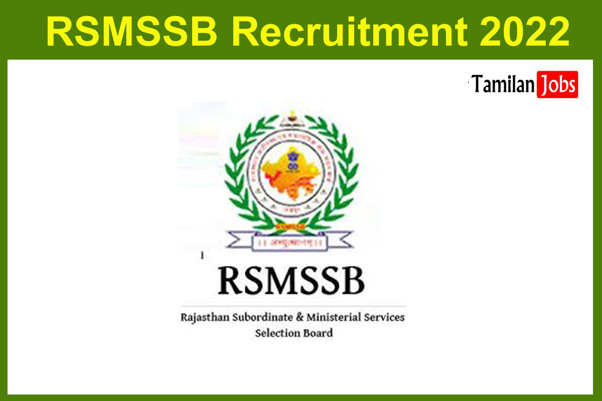 RSMSSB Recruitment 2022 - Tamilan Jobs RSMSSB Recruitment 2022