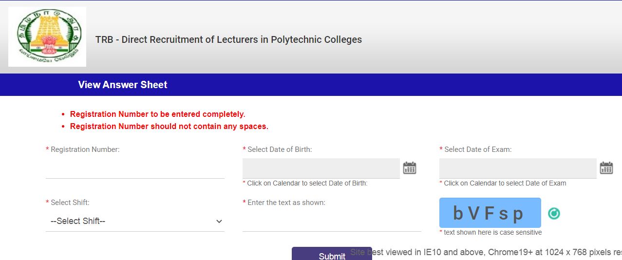 TN TRB Polytechnic Lecturer Answer key 2021-2022 