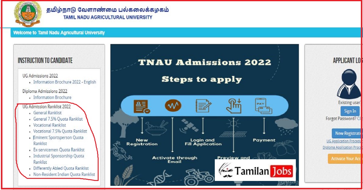 TNAU Rank List