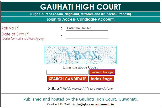 Gauhati High Court Admit Card 2022 for Senior Personal Assistant Post