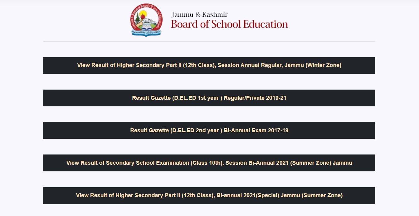 JKBOSE 12th Class Annual Regular Kashmir Result 2021