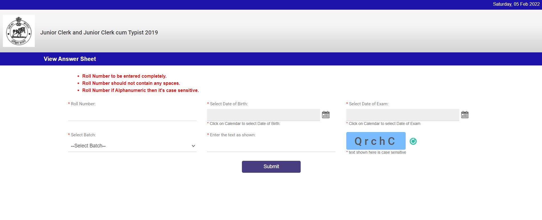 OSSC Junior Clerk Answer Key 2022