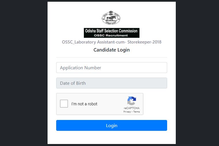 OSSC Laboratory Assistant Storekeeper Admit Card 2022