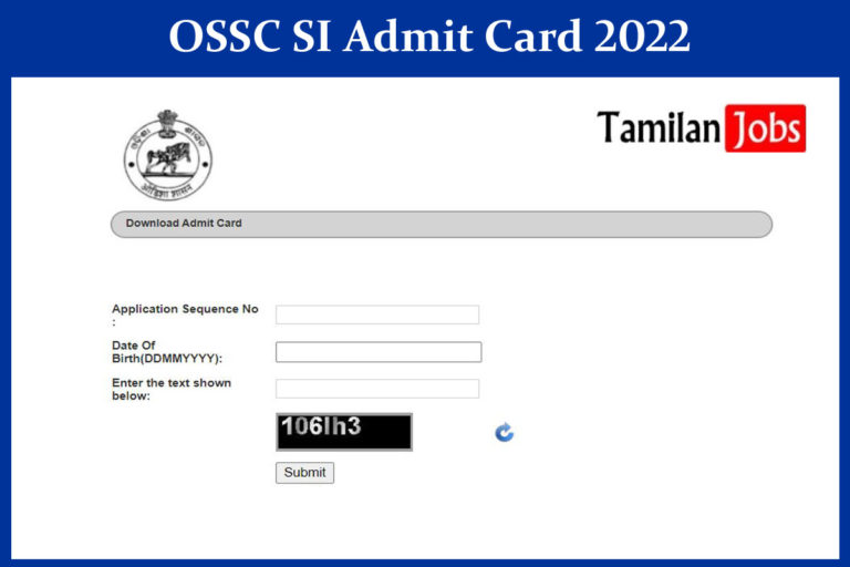 OSSC SI Admit Card 2022