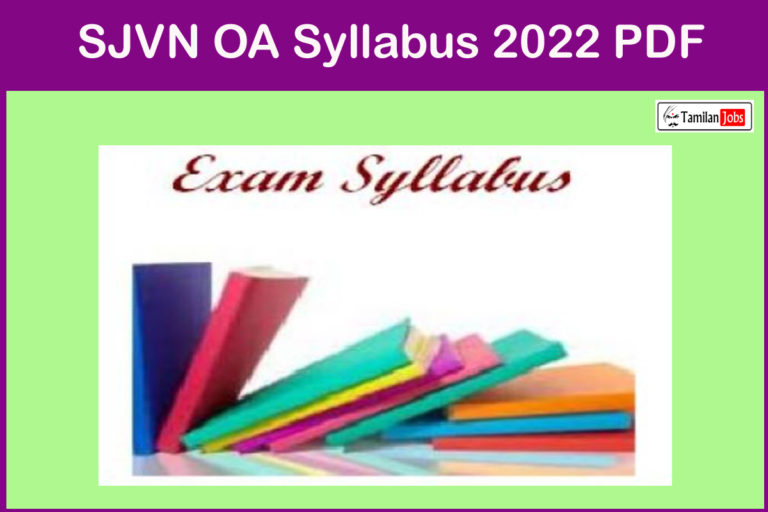 SJVN OA Syllabus 2022 PDF