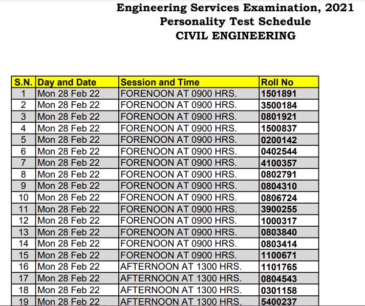 UPSC ESE Interview Date 2022